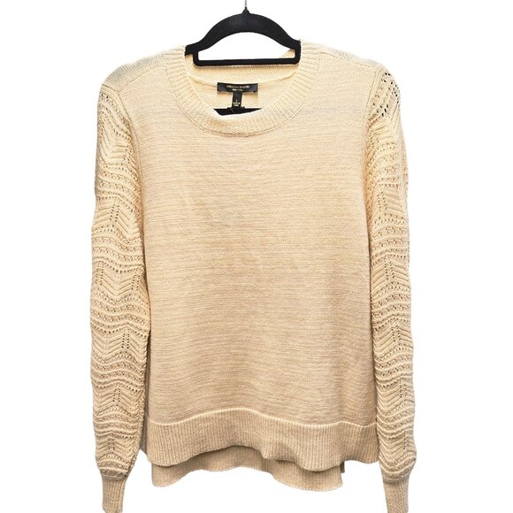 NWT CHRISTIAN SIRIANO CARAMEL POINTELLE LONG SLEEVE SWEATER LARGE MSRP $89 - Picture 3 of 11